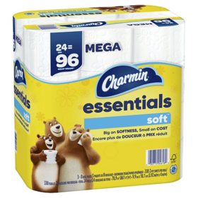 Charmin Essentials Soft Toilet Paper (330 sheets/Roll, 24 Mega Rolls) 