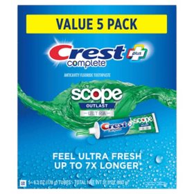 Crest Complete + Scope Outlast Ultra Toothpaste, 6.3 oz., 5 pk.