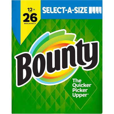 White 12 Rolls Bounty Select-A-Size Paper Towels 2x More Absorbent