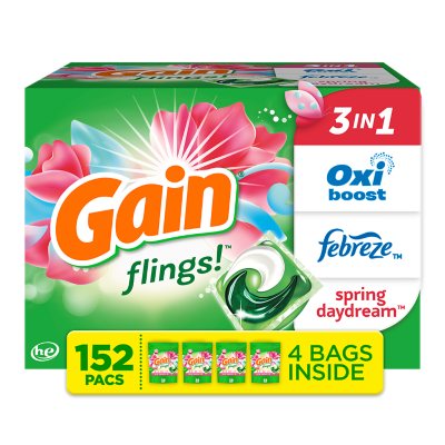 Gain Flings! Liquid Laundry Detergent Pacs, Spring Daydream (152 ct