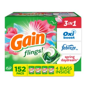 Gain Flings! Liquid Laundry Detergent Pacs, Spring Daydream (152 ct.)