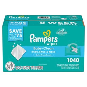 Pampers Baby-Clean Body, Face, & Mess Baby Wipes, Refreshing Scent, 13 pk., 1040 Wipes