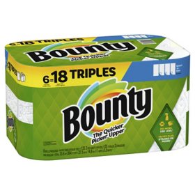 Bounty Select-a-Size Paper Towels, 6 Triple Rolls, White