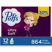 Puffs Ultra Soft Facial Tissues (72 tissues/cube, 12 mega cubes)