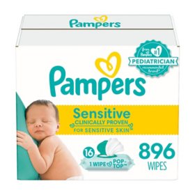 Pampers Sensitive Baby Wipes, Perfume Free Pop-Top Packs (16 pk., 896 ct.)