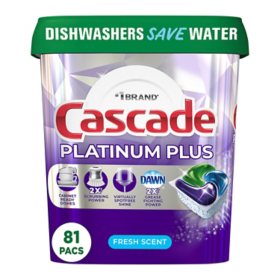 Cascade Platinum Plus ActionPacs Dishwasher Detergent Pacs, Fresh Scent, 81 ct.
