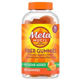 Metamucil Fiber Gummies, No Sugar Added, Orange Flavor, 180 ct.