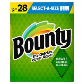 Bounty Select-A-Size Paper Towels, White 105 sheets/roll, 12 rolls