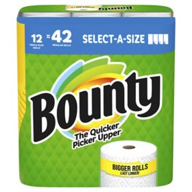 Bounty Triple Plus Select-A-Size 2-Ply Paper Towels 12 rolls, 158 sheets/roll