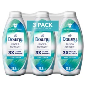 Downy Rinse & Refresh Laundry Odor Remover and Fabric Softener, Cool Cotton, 3 Pk., 76.5 fl. oz.