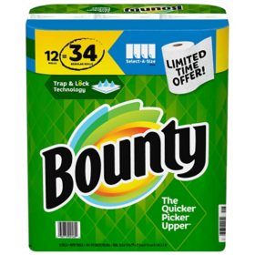 Bounty Select-A-Size 2-Ply Paper Towels, White (139 sheets/roll, 12 rolls) 