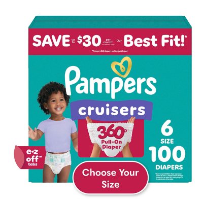 Pampers Cruisers 360 Diapers, Size 6 - 100 ct. (35 + lb.):- Size 6, 100 ct., 35+ lbs.