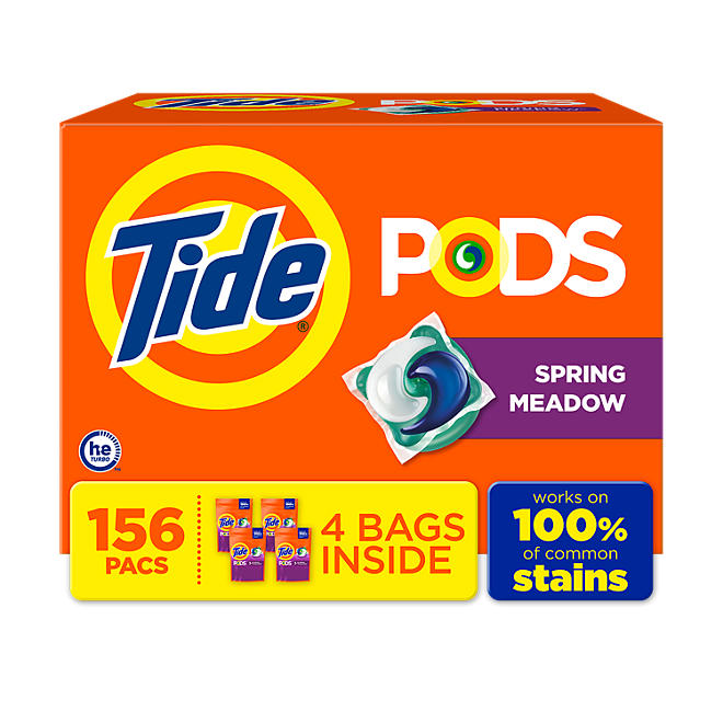 Tide PODS Laundry Detergent Pacs, Spring Meadow, 156 ct.