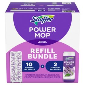 Swiffer PowerMop Refill Bundle, Lavender (10 Mop Pads + 2 Bottles)