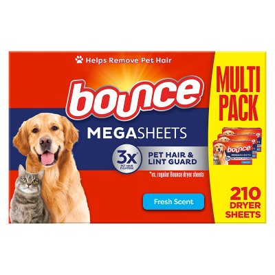 Bounce Pet Hair & Lint Guard Mega Dryer Sheets, Fresh Scent (210 ct.)