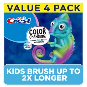 Crest Advanced Kid's Color Changing Fluoride Toothpaste, Bubblegum Flavor, 4.2 oz., 4 pk.