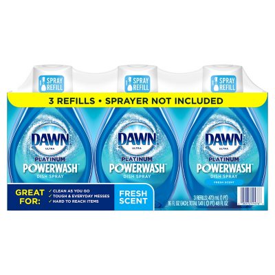 Dawn Platinum Powerwash 1Spray + 3Refills (16oz ea) Dish Soap Spray Fresh  Scent