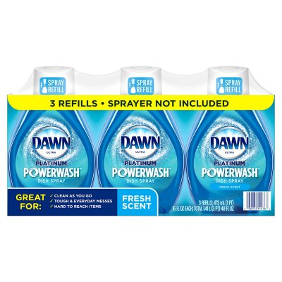 Dawn Platinum Powerwash Dish Spray & Refill Set, Fresh Scent (1 spray + 2  refills) - Sam's Club