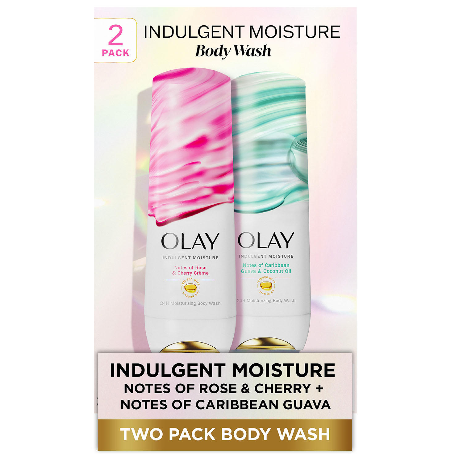 Olay Indulgent Moisture Body Wash with Vitamin B3, 20 oz, 2 pk.