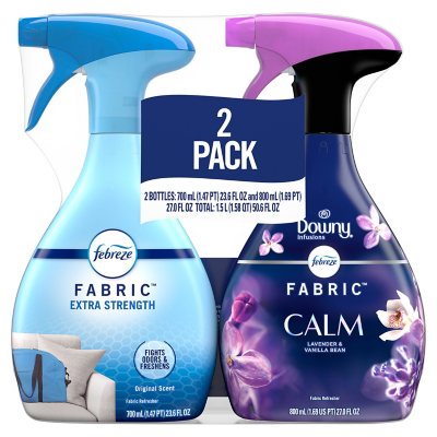 Febreze Fabric Spray, Downy Calm 27 oz & Extra Strength 23.6 oz, Pack of 2