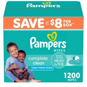 Pampers, Complete Clean Baby Wipes, Baby Fresh Scent, 15 pk., 1200 Wipes 