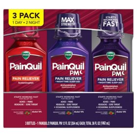 Vicks PainQuil Pain Relief Liquid, Acetaminophen, 1000mg, 12 fl. oz., 3pk.		 		 		 		 		 		