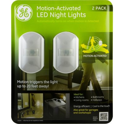 GE Motion Sensing LED Night Lights with Chrome Finish 2 Pack