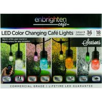 Enbrighten Seasons LED Color-Changing Café Lights, 36ft. 18 Bulbs