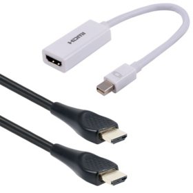Philips Mini DisplayPort to HDMI Adapter and 4ft. High-Speed HDMI Cable with Ethernet and EZ Grip Connector, Compatible with 4K and 1080p