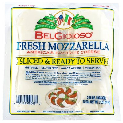 BelGioioso Fresh Mozzarella Cheese Ball, Specialty Soft Cheese,  Refrigerated 8 oz Plastic Wrapping 