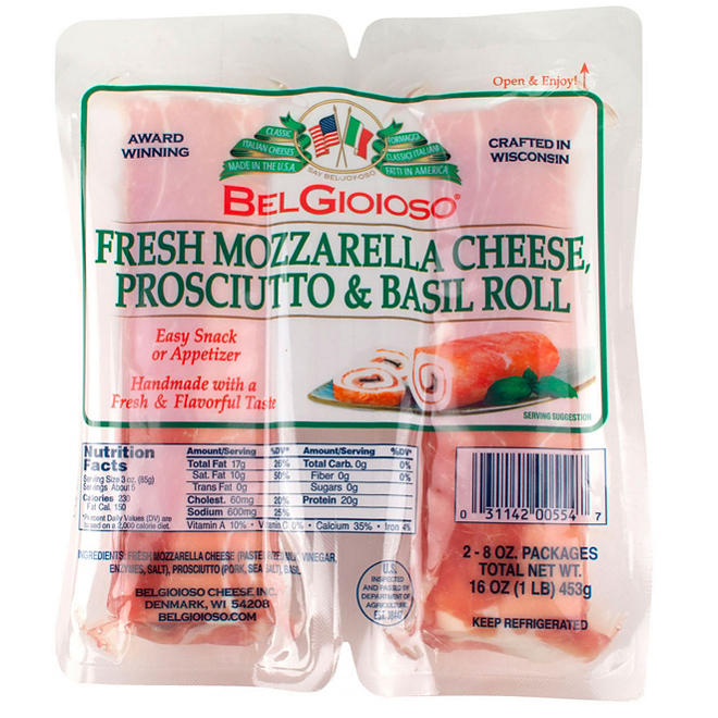BelGioioso Fresh Mozzarella Cheese, Prosciutto & Basil Roll (16 oz.)