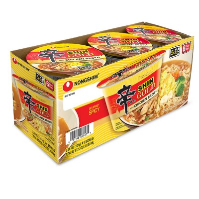 Nongshim Shin Gold Spicy Ramen Noodle Soup Bowl (3.56 oz, 6 ct