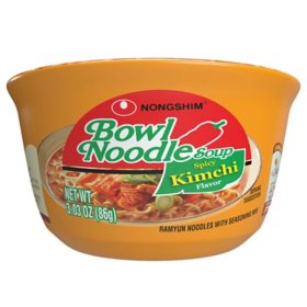 Nongshim Spicy Kimchi Ramen Noodle Soup Bowl 3.03 oz., 18 ct.
