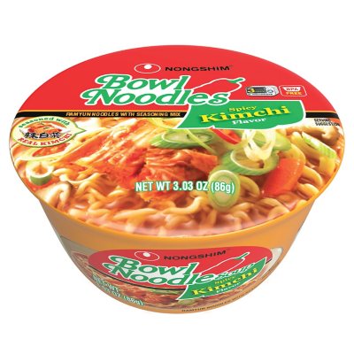 Nongshim Spicy Kimchi Ramen Noodle Soup Bowl (3.03 oz., 18 ct.) - Sam's Club
