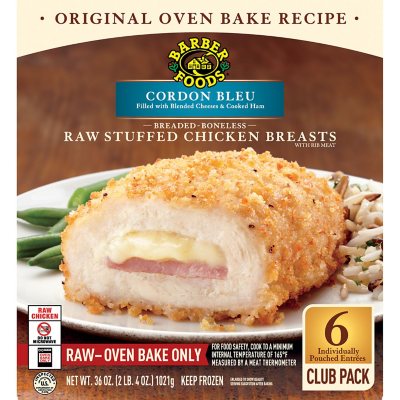 Barber Foods Cordon Bleu Stuffed Uncooked Chicken Breasts, Frozen (6 ct