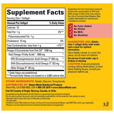 Nature's Bounty Fish Oil 1400 mg, 130 Coated Softgels