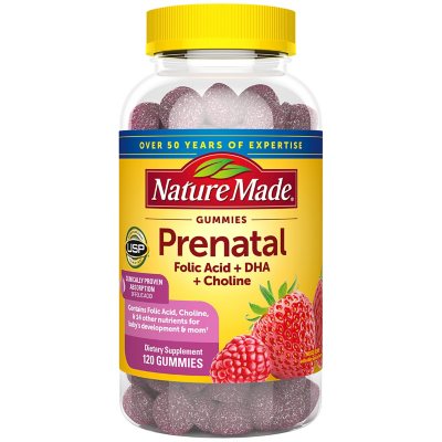 Nature Made Prenatal Folic Acid + DHA + Choline Gummies, 120 ct. Sam