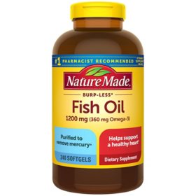 Nature Made Burp-Less Fish Oil 1200 mg Softgels, 240 ct.