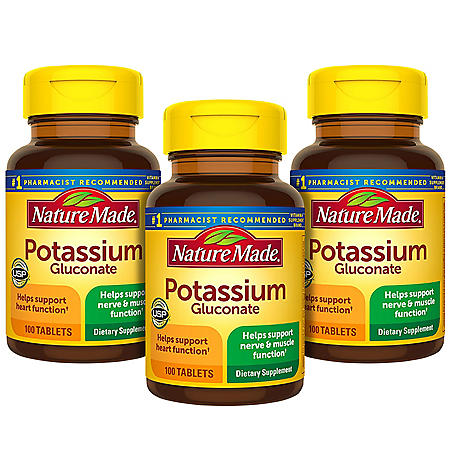 Nature Made Potassium Gluconate 550mg Tablets (100 ct., 3 pk.)