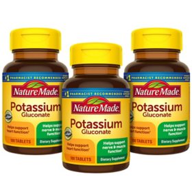 Nature Made Potassium Gluconate 90 mg. Tablets for Heart Health Support (100 ct., 3 pk.)		