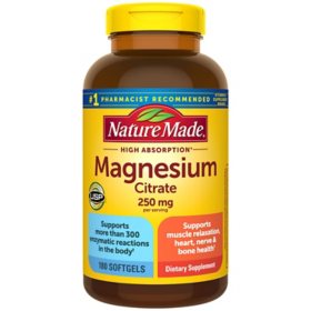 Nature Made Magnesium Citrate 250mg Softgels 180 ct.