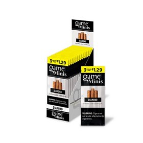 Game Diamond Mini Cigarillos, Pre-Priced 3 for $1.29, 3 ct., 15 pk.