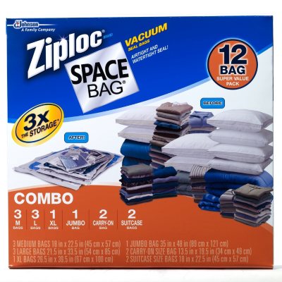 2 Box Ziploc Space Bag Clothing Vacuum Seal Flat - 4 Bags Total Waterproof  New!
