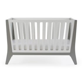 Contours Rockwell 3-in-1 Convertible Crib, White and Pebble Gray