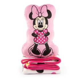 Kid's Mickey and Minnie 15" x 12" Pillow and 40" x 50" Throw Set 