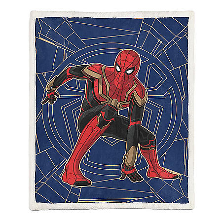 Marvel's Spiderman Tech Web 70" x 90" Sherpa Back Blanket	