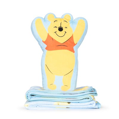 Winnie the Pooh Shaped Pillow And Throw Set:- Winnie the Pooh