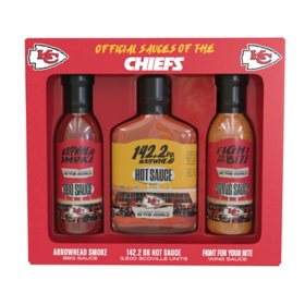 Kansas City Chiefs Sauce Variety, BBQ, Wing, Hot, 3 pk.