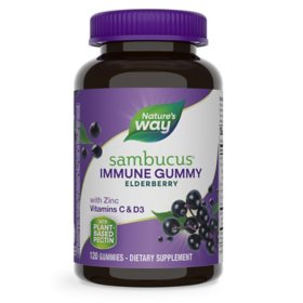Nature’s Way Sambucus Immune Gummies, Elderberry, Vitamin C, Vitamin D3, Zinc, 120 ct.