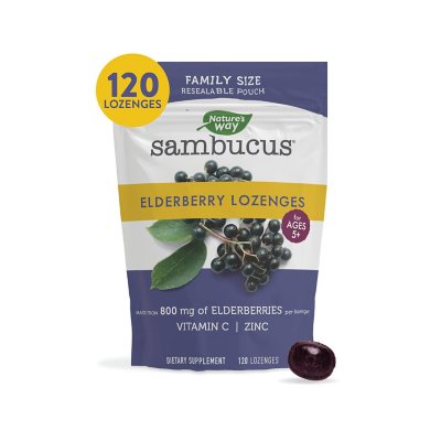 Sambucus Elderberry Throat Lozenges with Vitamin C and Zinc